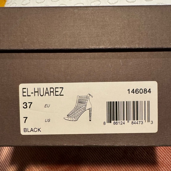 LIKE NEW - Elie Tahari Black Gladiator Strap Leather Heeled Sandals - Size 37 - Picture 16 of 16